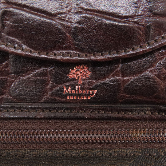 MULBERRY Coin case leather Brown Mini wallet embossed Women(Unisex) Used Authentic