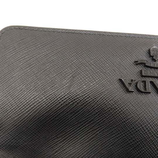 PRADA Long Wallet Purse leather black logo saffiano Women Used Authentic