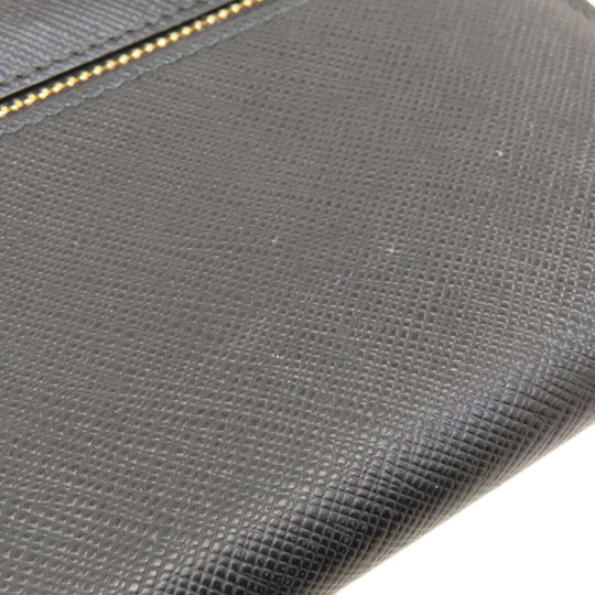 PRADA Long Wallet Purse leather black logo saffiano Women Used Authentic