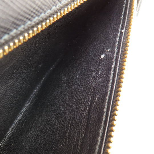 PRADA Long Wallet Purse leather black logo saffiano Women Used Authentic