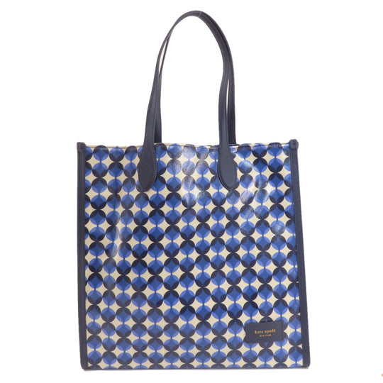 Kate Spade Tote Bag PVC blue Gotham Patio Tile Extra Large Women Used Authentic