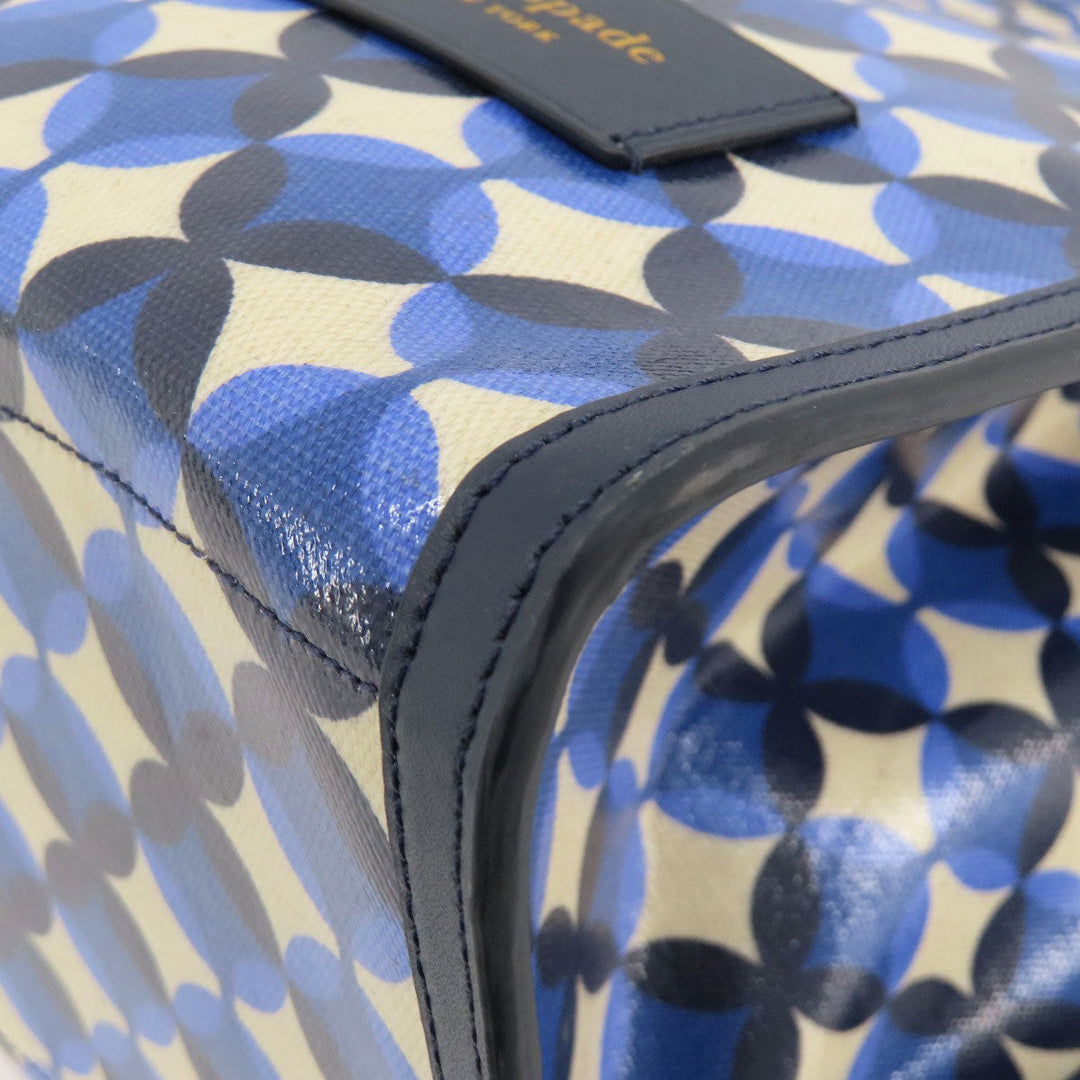 Kate Spade Tote Bag PVC blue Gotham Patio Tile Extra Large Women Used Authentic