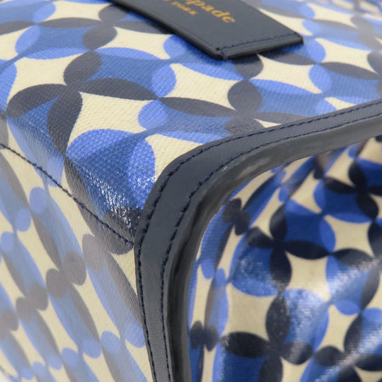 Kate Spade Tote Bag PVC blue Gotham Patio Tile Extra Large Women Used Authentic