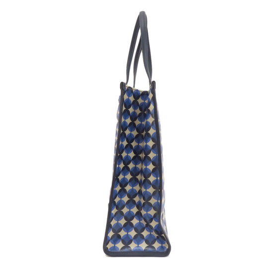 Kate Spade Tote Bag PVC blue Gotham Patio Tile Extra Large Women Used Authentic