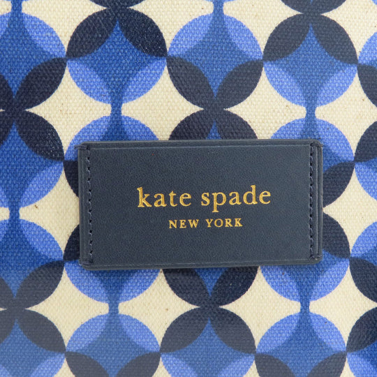 Kate Spade Tote Bag PVC blue Gotham Patio Tile Extra Large Women Used Authentic