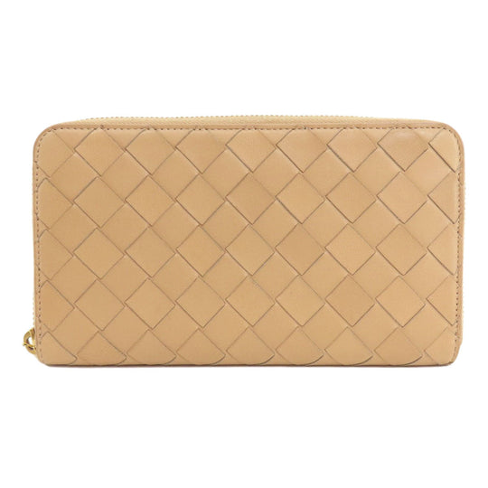BOTTEGAVENETA Long Wallet Purse Calfskin Brown INTRECCIATO Women Used Authentic