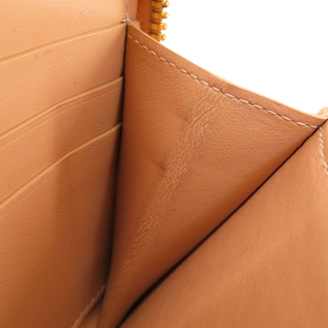 BOTTEGAVENETA Long Wallet Purse Calfskin Brown INTRECCIATO Women Used Authentic