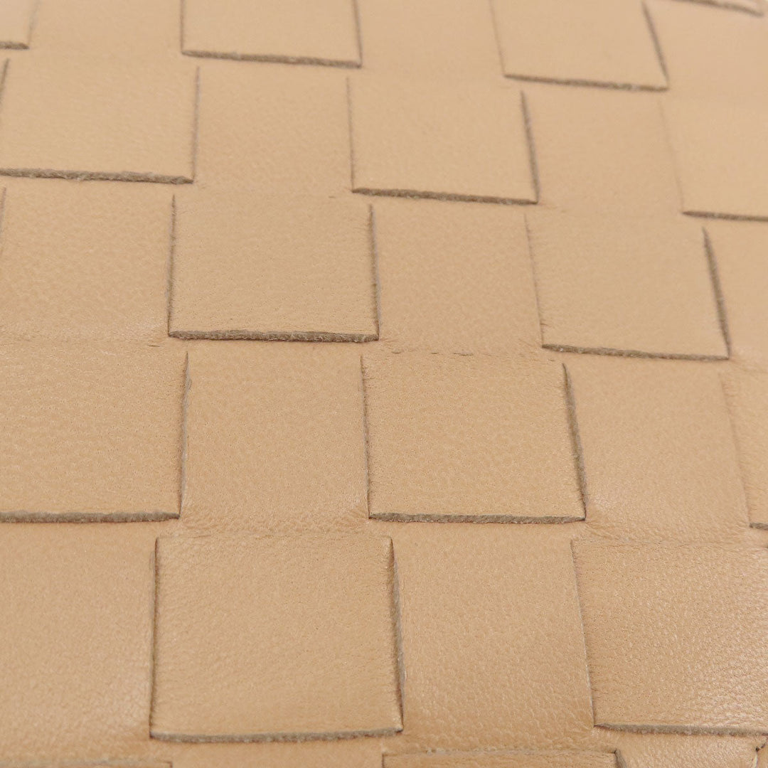 BOTTEGAVENETA Long Wallet Purse Calfskin Brown INTRECCIATO Women Used Authentic