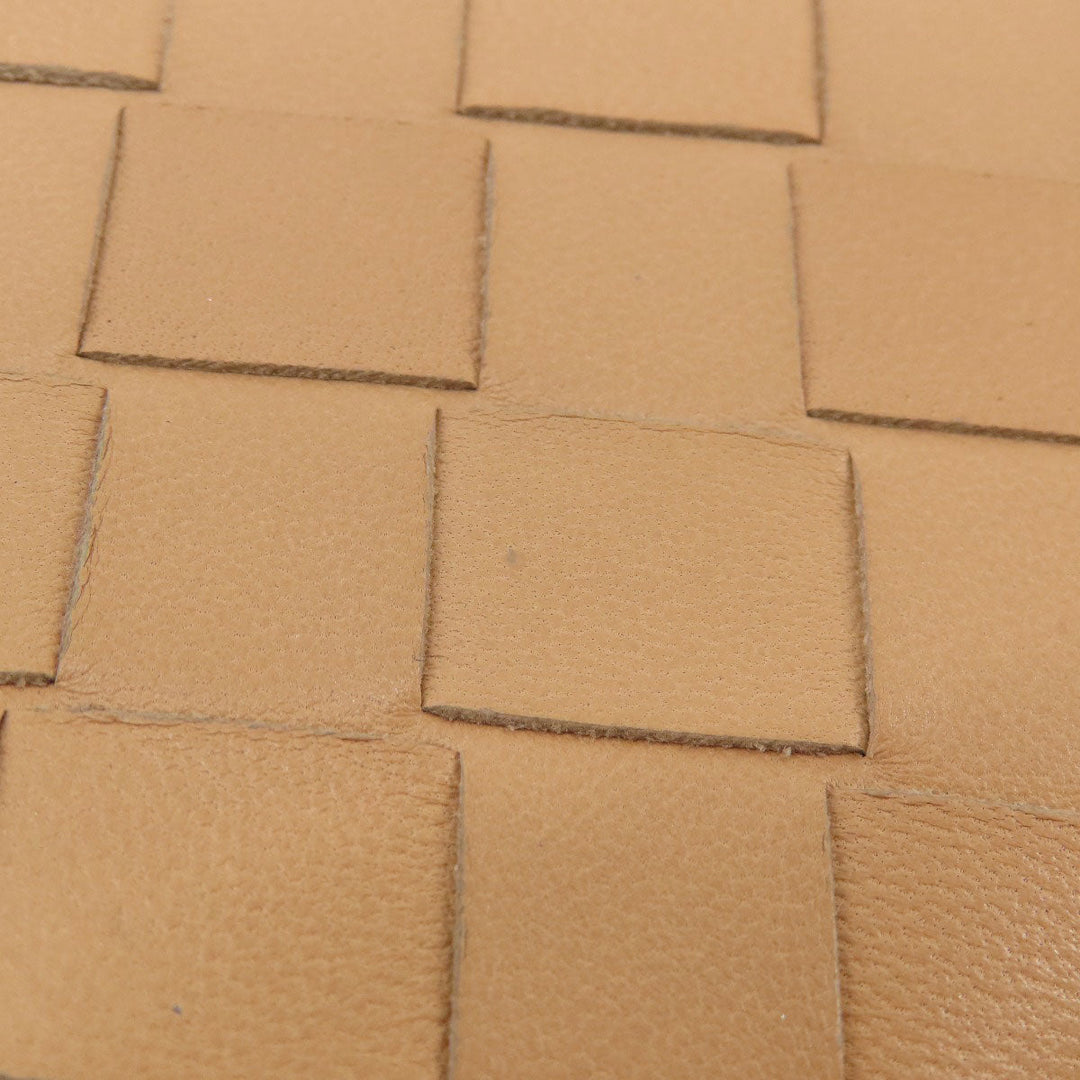 BOTTEGAVENETA Long Wallet Purse Calfskin Brown INTRECCIATO Women Used Authentic