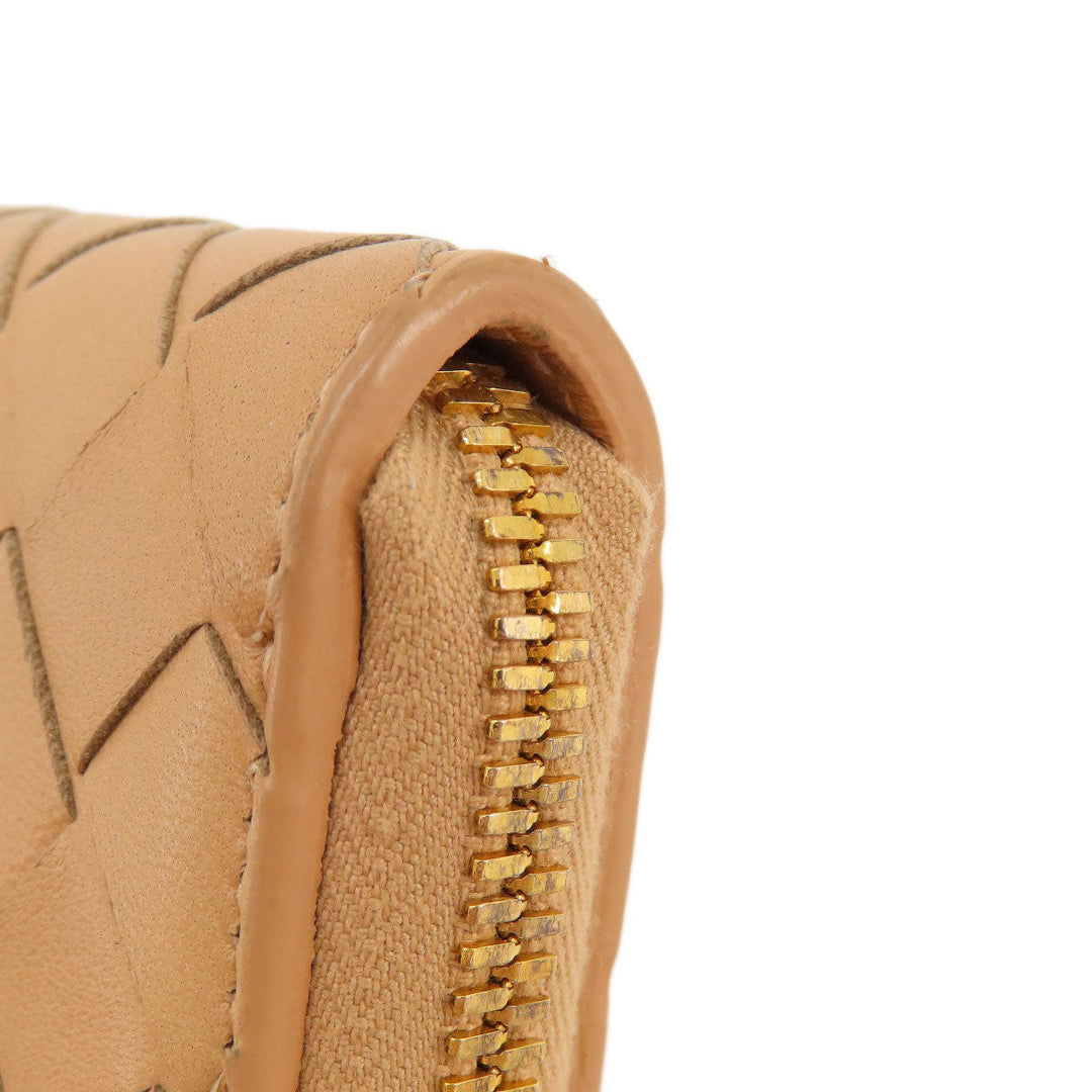 BOTTEGAVENETA Long Wallet Purse Calfskin Brown INTRECCIATO Women Used Authentic