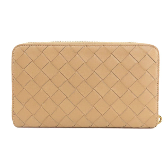BOTTEGAVENETA Long Wallet Purse Calfskin Brown INTRECCIATO Women Used Authentic