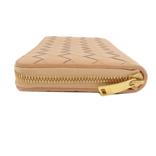 BOTTEGAVENETA Long Wallet Purse Calfskin Brown INTRECCIATO Women Used Authentic
