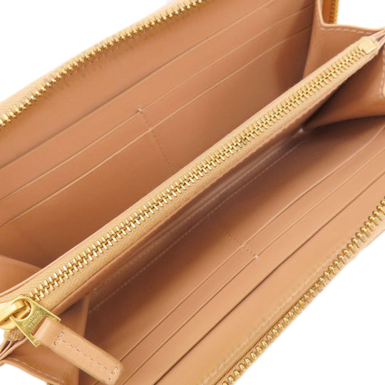 BOTTEGAVENETA Long Wallet Purse Calfskin Brown INTRECCIATO Women Used Authentic