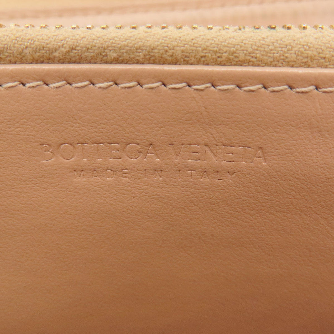 BOTTEGAVENETA Long Wallet Purse Calfskin Brown INTRECCIATO Women Used Authentic