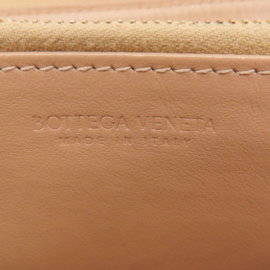 BOTTEGAVENETA Long Wallet Purse Calfskin Brown INTRECCIATO Women Used Authentic