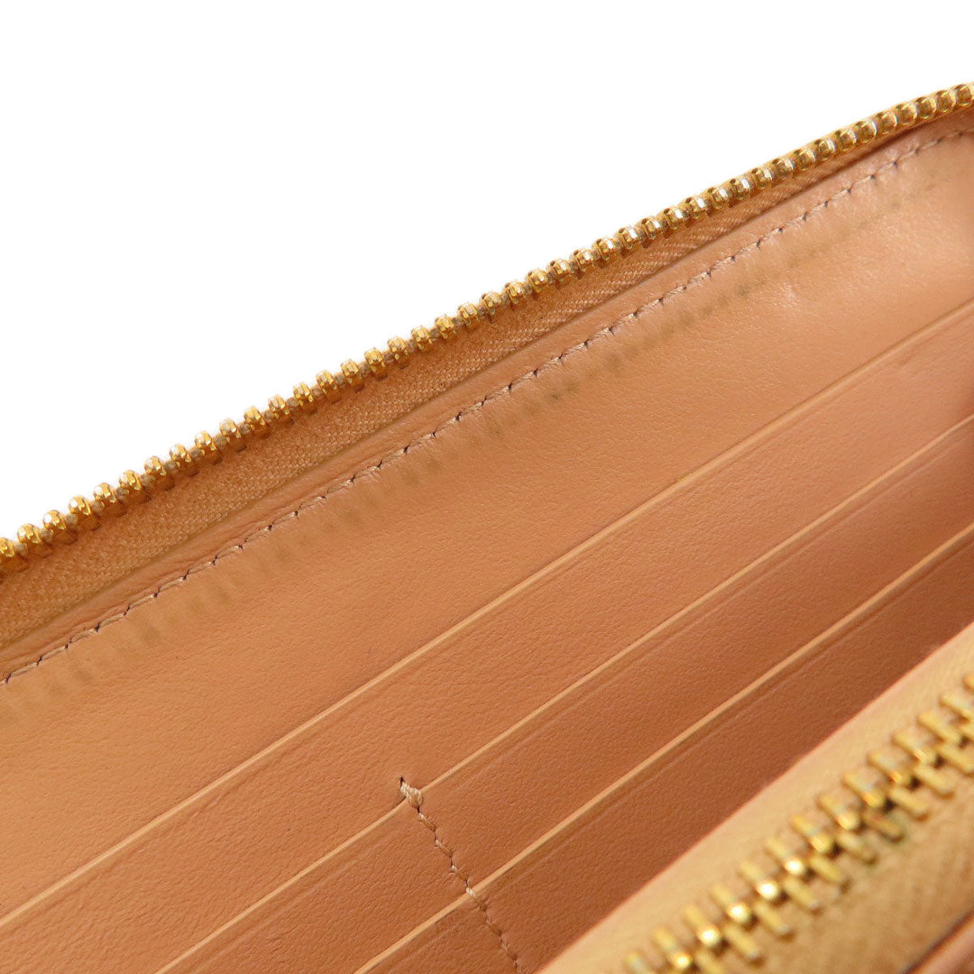 BOTTEGAVENETA Long Wallet Purse Calfskin Brown INTRECCIATO Women Used Authentic