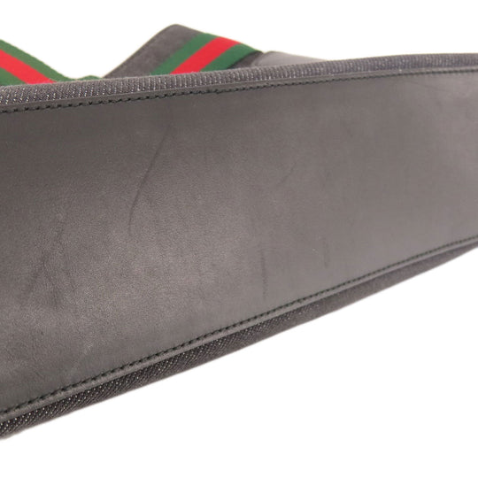 GUCCI Handbag 73983 denim black logo Sherry Line Women Used Authentic