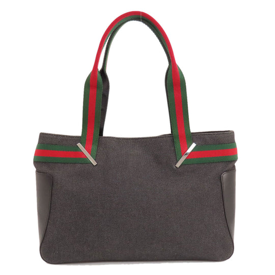 GUCCI Handbag 73983 denim black logo Sherry Line Women Used Authentic