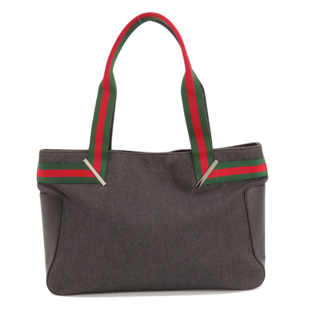 GUCCI Handbag 73983 denim black logo Sherry Line Women Used Authentic