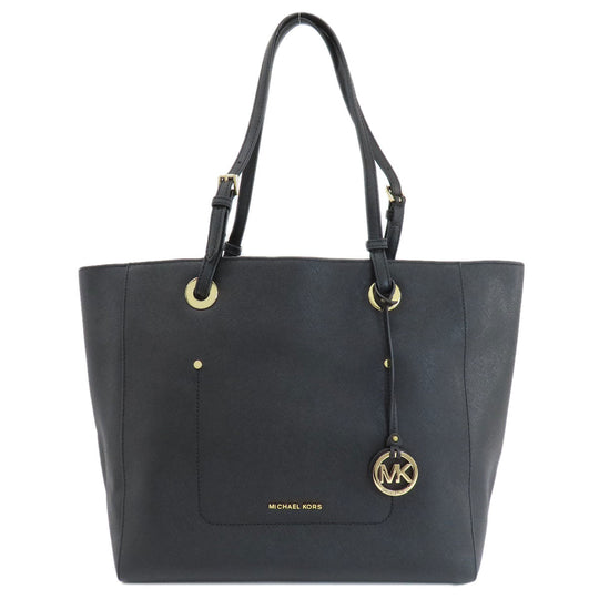 MICHAEL KORS Tote Bag leather black logo Women Used Authentic