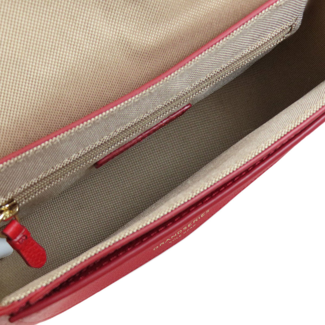 COLE HAAN Shoulder Bag leather Red Flap cross body