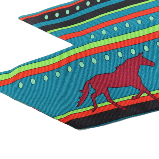 HERMES scarf silk green Twilly Women Used Authentic
