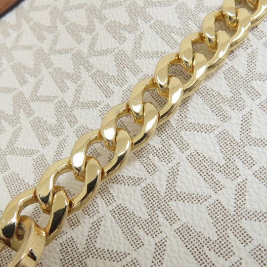 MICHAEL KORS Shoulder Bag PVC white MK signature Women Used Authentic