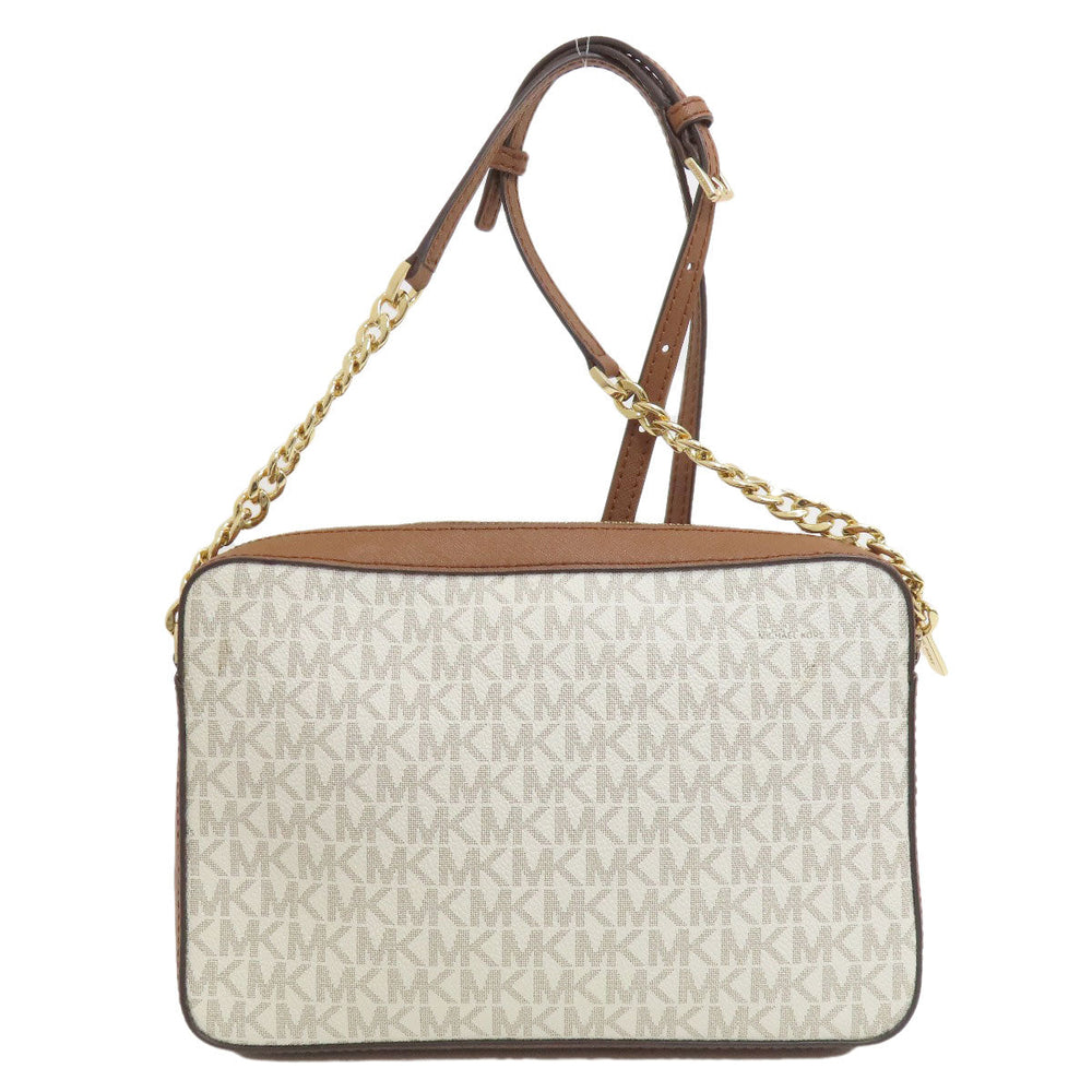 MICHAEL KORS Shoulder Bag PVC white MK signature Women Used Authentic