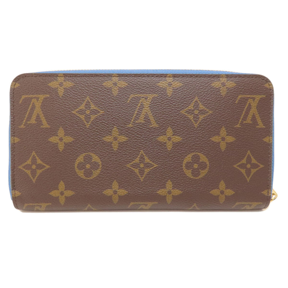 LOUIS VUITTON Long Wallet Purse M63894 Monogram canvas Brown Zippy Wallet Monogram Blue Jean Women Used Authentic