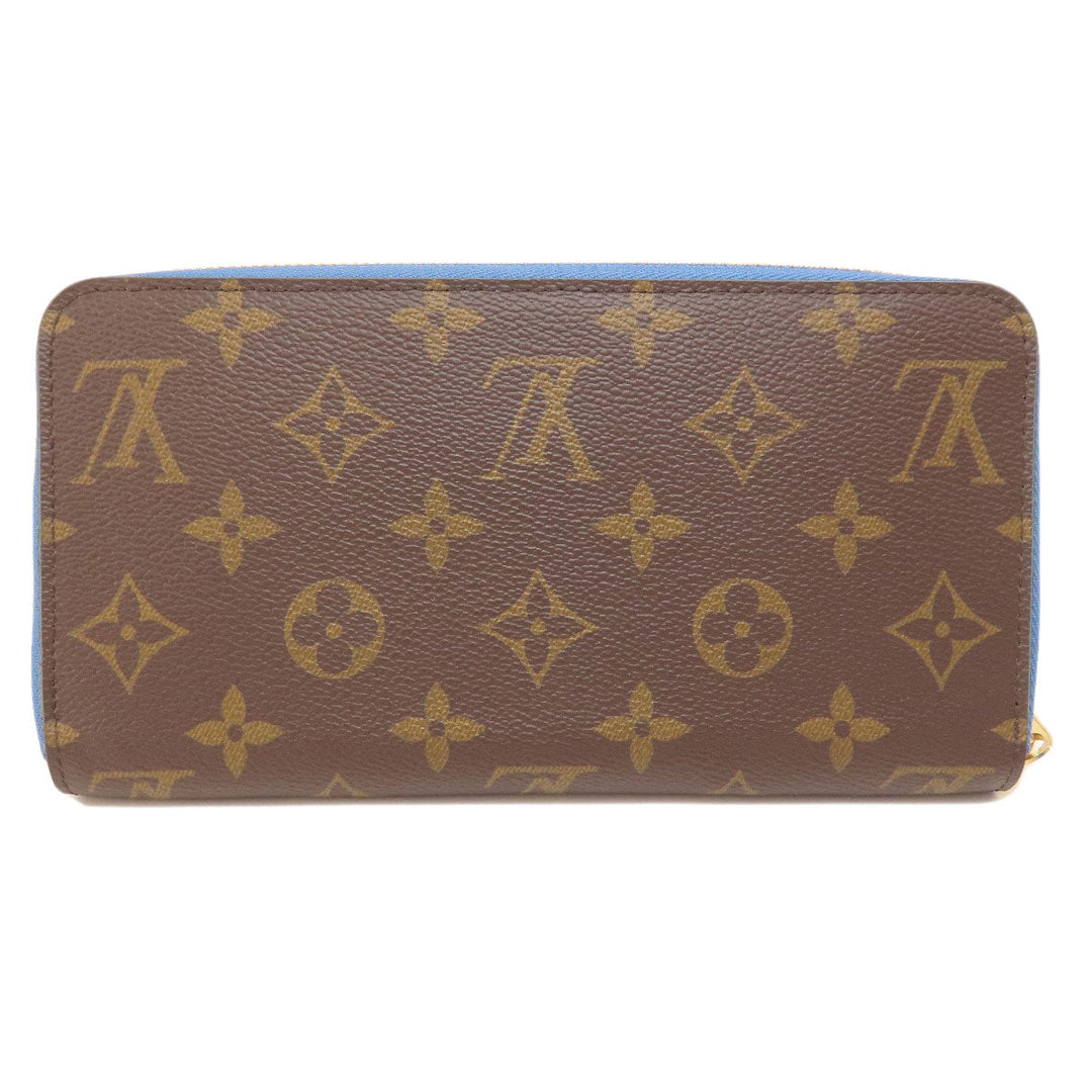 LOUIS VUITTON Long Wallet Purse M63894 Monogram canvas Brown Zippy Wallet Monogram Blue Jean Women Used Authentic