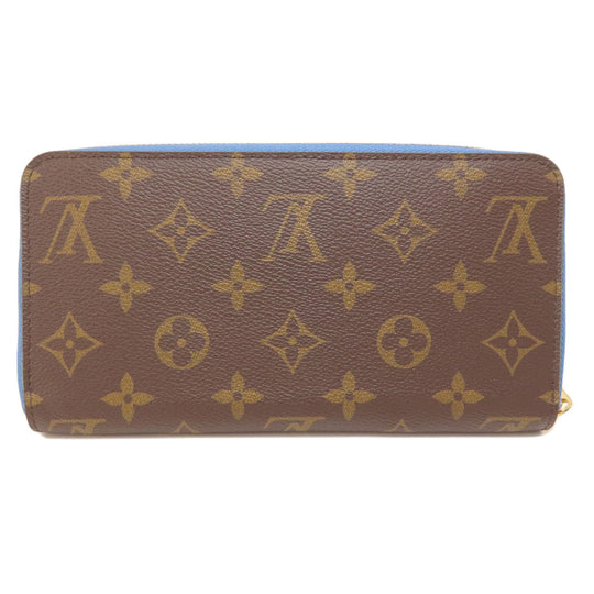 LOUIS VUITTON Long Wallet Purse M63894 Monogram canvas Brown Zippy Wallet Monogram Blue Jean Women Used Authentic