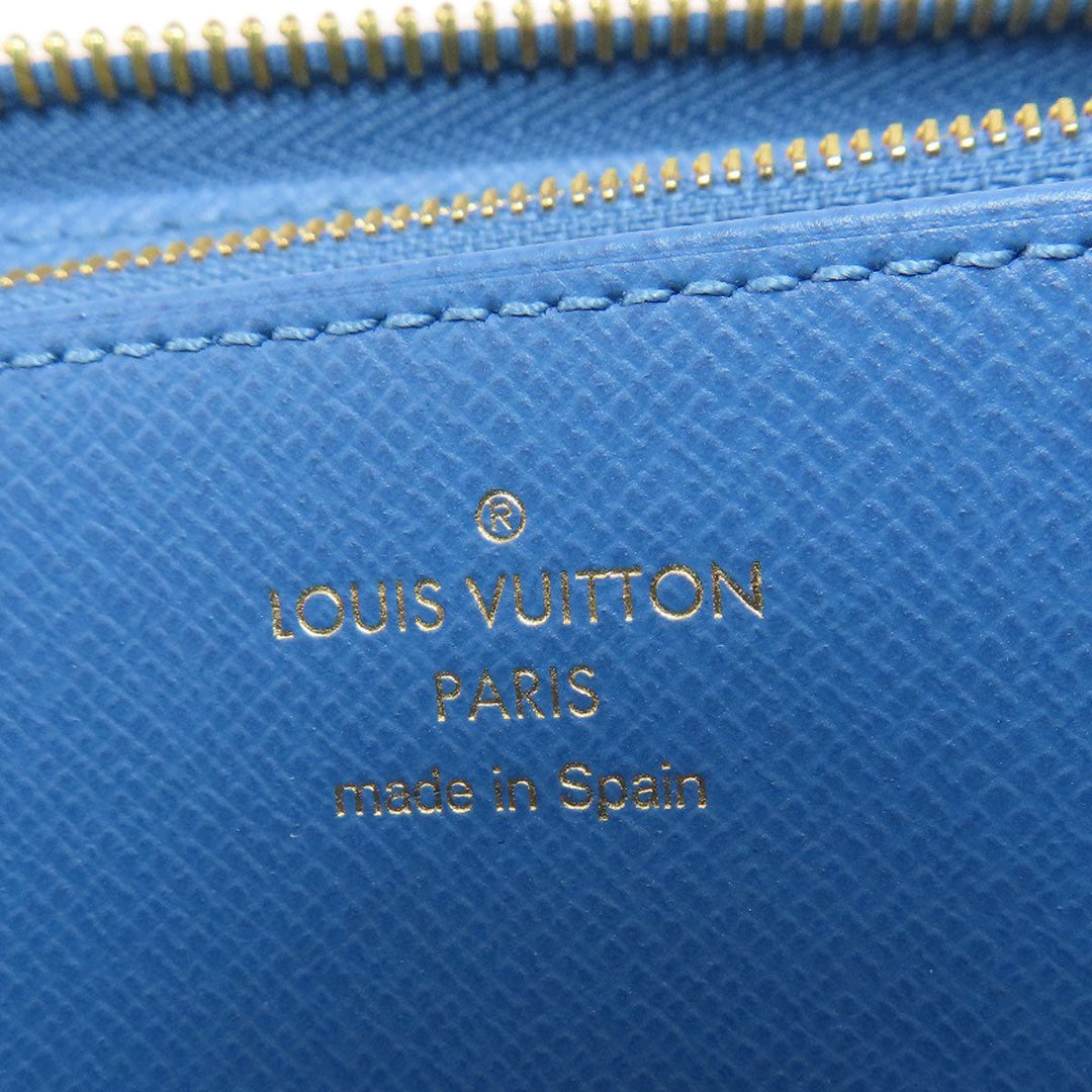 LOUIS VUITTON Long Wallet Purse M63894 Monogram canvas Brown Zippy Wallet Monogram Blue Jean Women Used Authentic