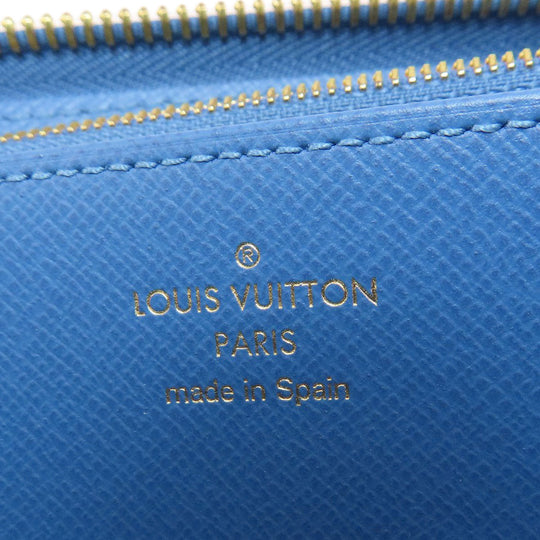 LOUIS VUITTON Long Wallet Purse M63894 Monogram canvas Brown Zippy Wallet Monogram Blue Jean Women Used Authentic