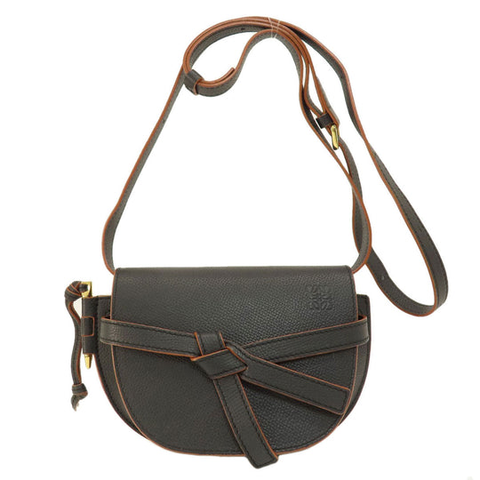 LOEWE Shoulder Bag Calfskin black Gate bag small Women Used Authentic
