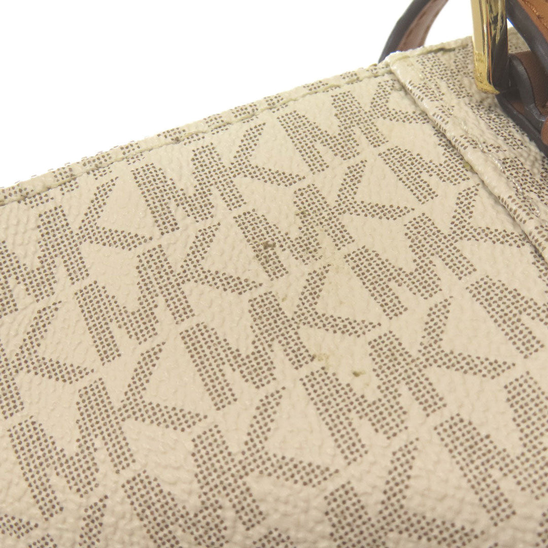 MICHAEL KORS Tote Bag PVC white MK signature Women Used Authentic