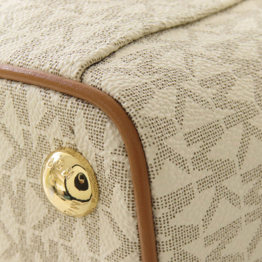 MICHAEL KORS Tote Bag PVC white MK signature Women Used Authentic