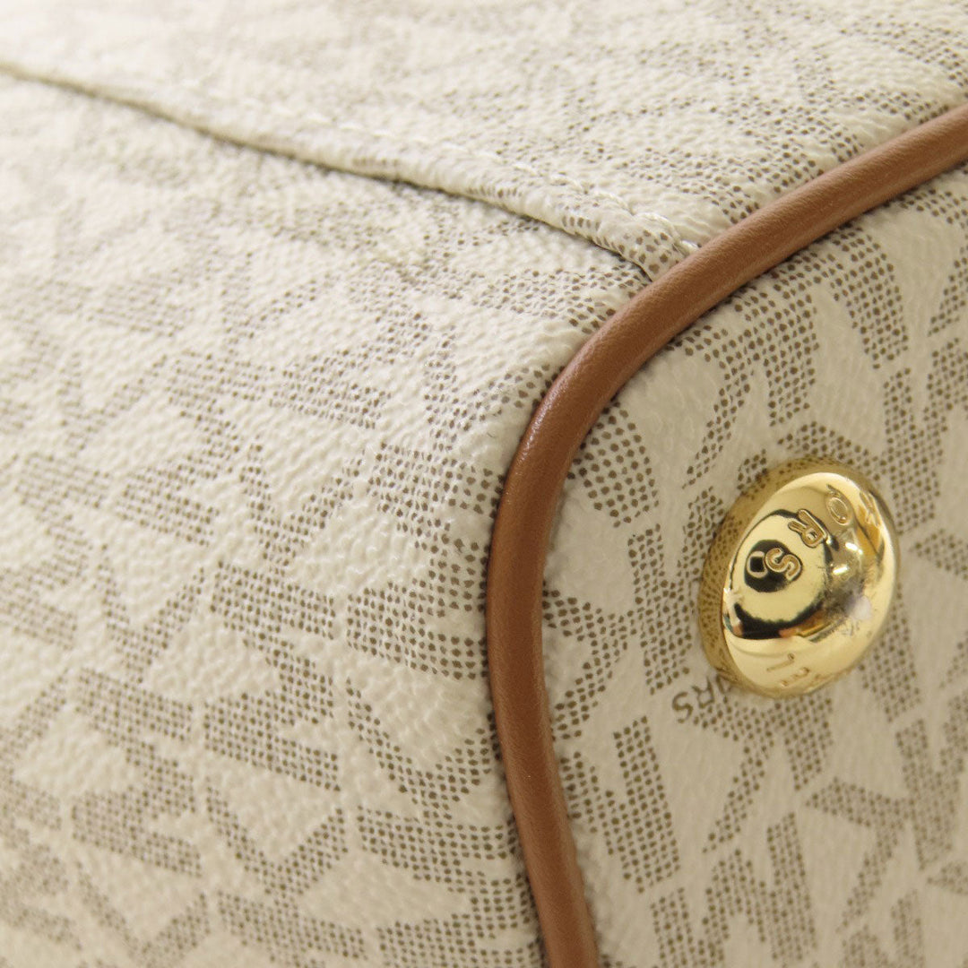 MICHAEL KORS Tote Bag PVC white MK signature Women Used Authentic