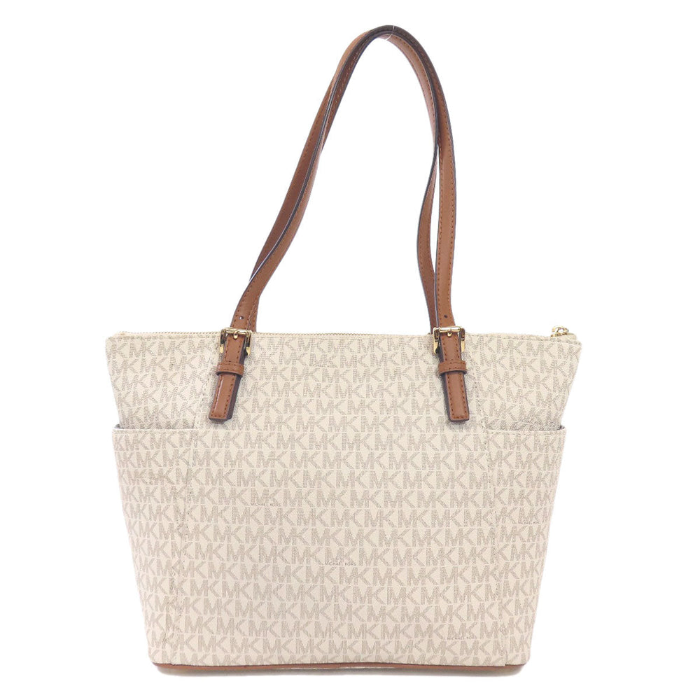 MICHAEL KORS Tote Bag PVC white MK signature Women Used Authentic