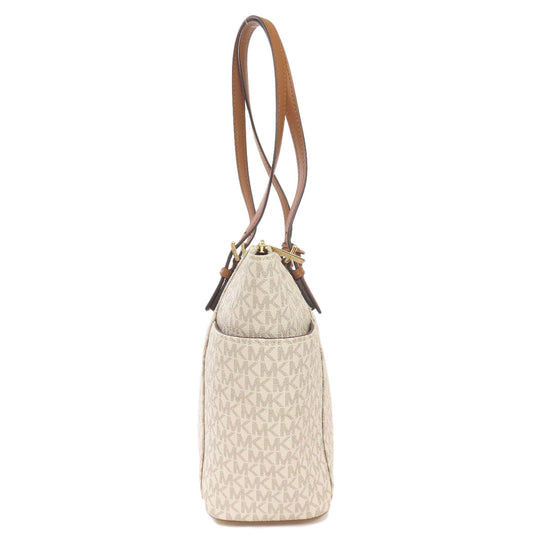 MICHAEL KORS Tote Bag PVC white MK signature Women Used Authentic