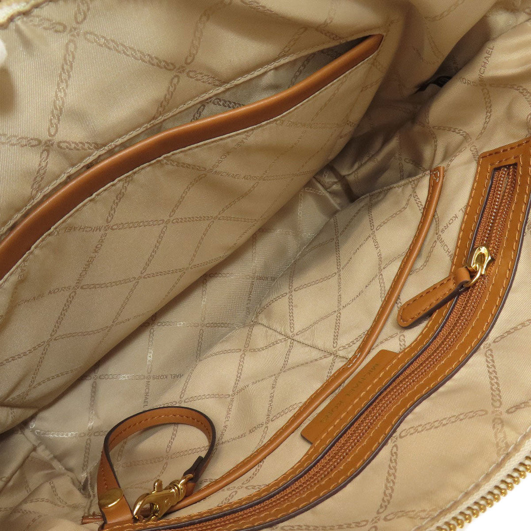 MICHAEL KORS Tote Bag PVC white MK signature Women Used Authentic
