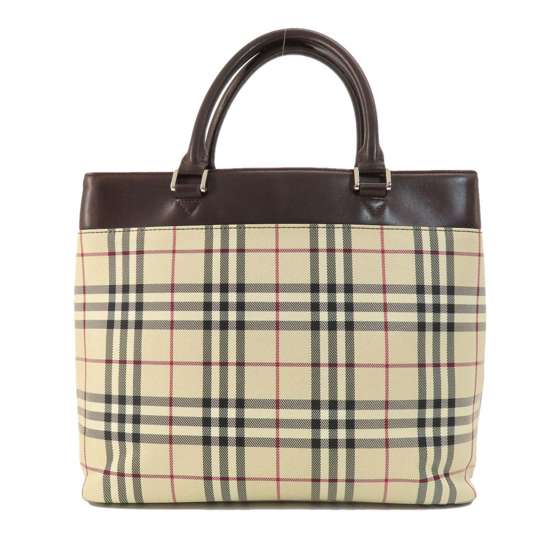 BURBERRY Tote Bag PVC beige Nova Check Women Used Authentic