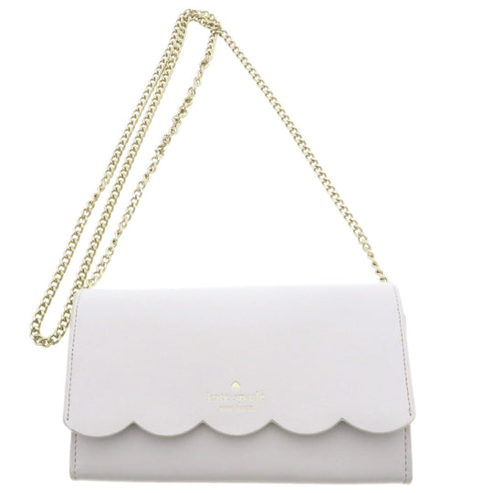 Kate Spade Long Wallet Purse leather white Chain wallet logo motif Women Used Authentic