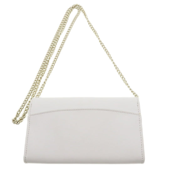 Kate Spade Long Wallet Purse leather white Chain wallet logo motif Women Used Authentic