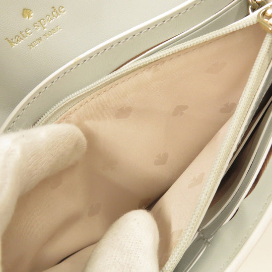Kate Spade Long Wallet Purse leather white Chain wallet logo motif Women Used Authentic
