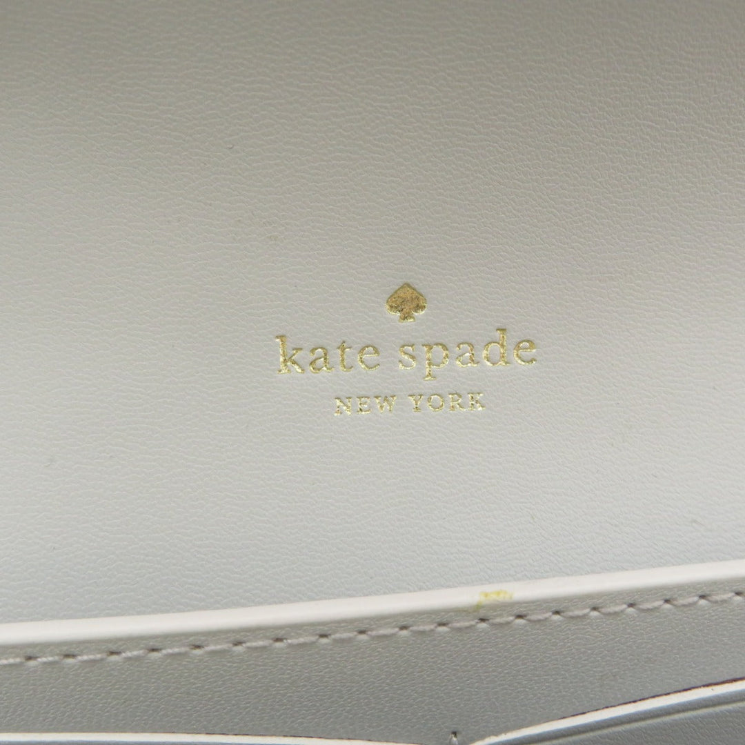 Kate Spade Long Wallet Purse leather white Chain wallet logo motif Women Used Authentic