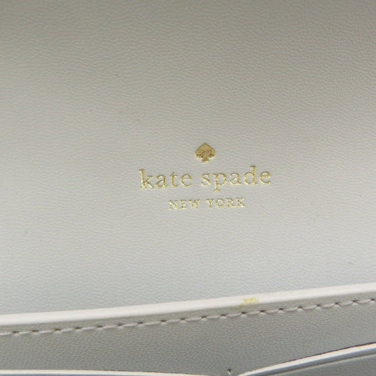 Kate Spade Long Wallet Purse leather white Chain wallet logo motif Women Used Authentic