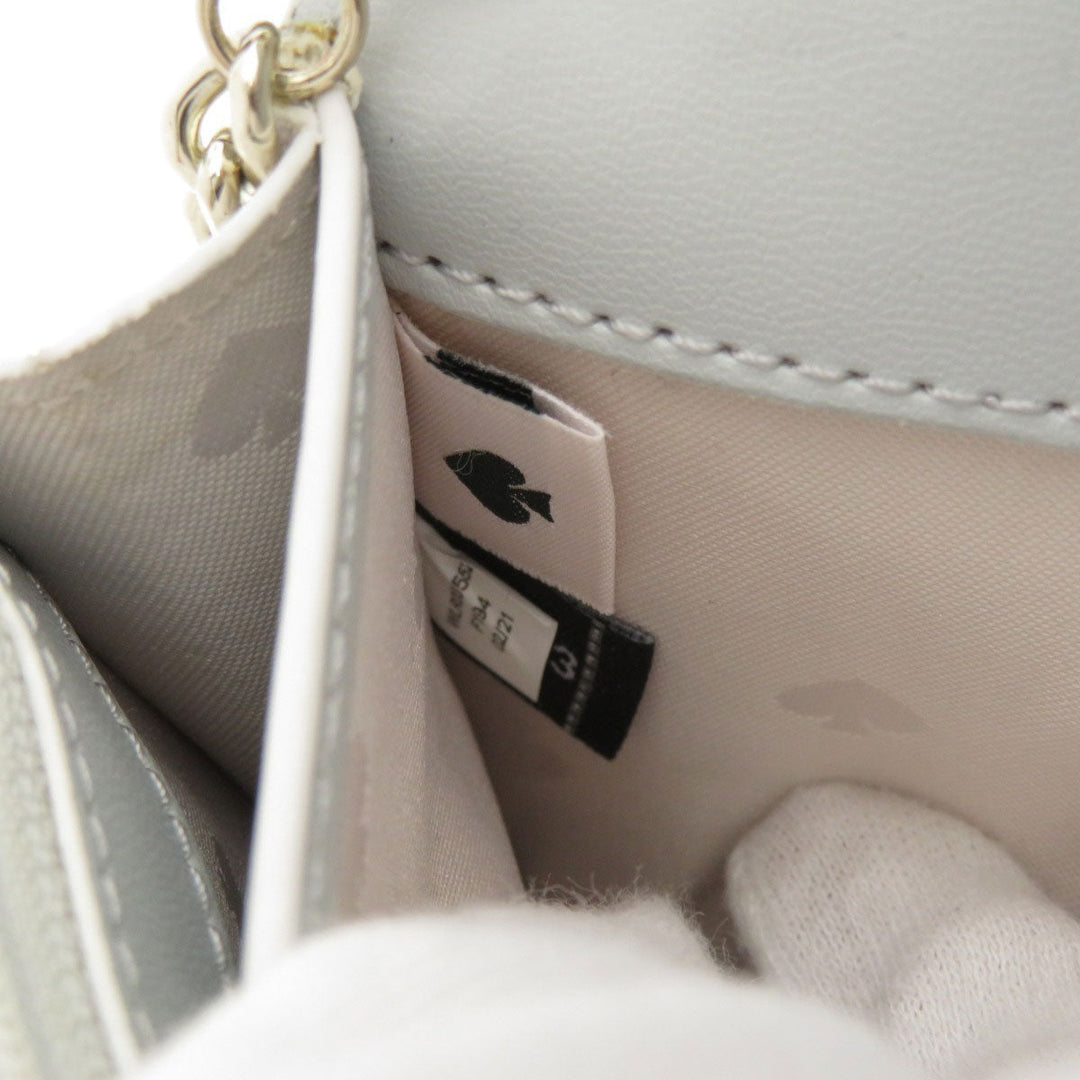 Kate Spade Long Wallet Purse leather white Chain wallet logo motif Women Used Authentic