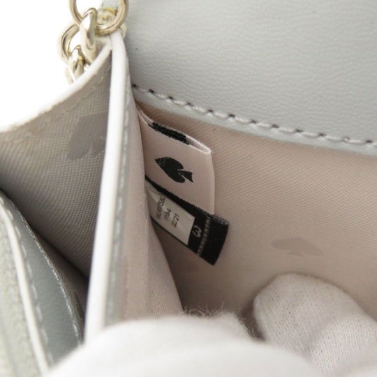 Kate Spade Long Wallet Purse leather white Chain wallet logo motif Women Used Authentic