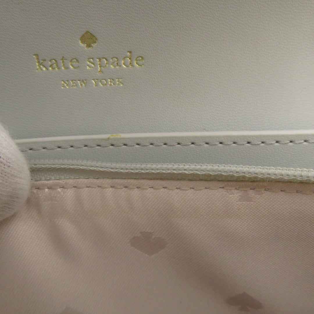 Kate Spade Long Wallet Purse leather white Chain wallet logo motif Women Used Authentic