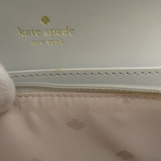 Kate Spade Long Wallet Purse leather white Chain wallet logo motif Women Used Authentic
